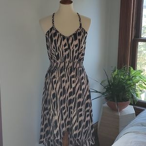 Black and tan print dress